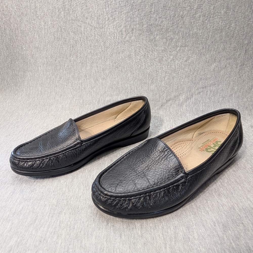 SAS Tripad Comfort Shoes Women's 9.5 Black Leather Simplify Slip On Loafers
